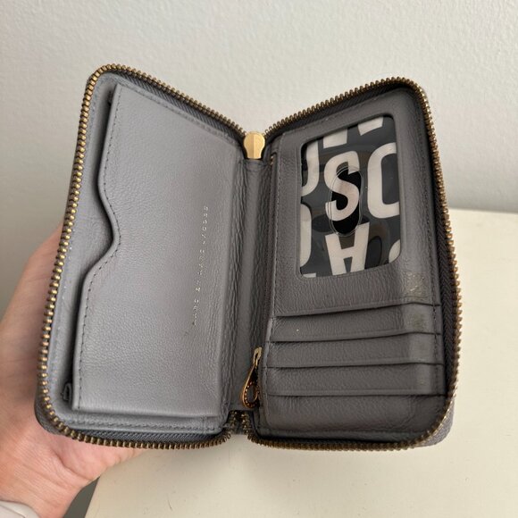 Marc by Marc Jacobs Leather Zip Around Wallet Wristlet - Grey - Picture 2 of 4